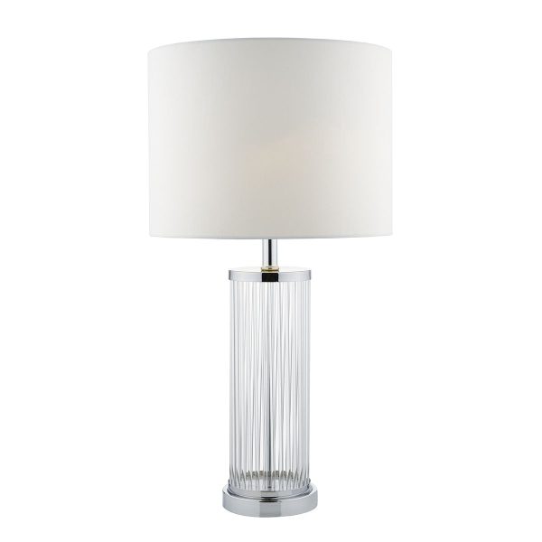 Olalla Table Lamp Polished Chrome and Clear Glass with Ivory Shade - Image 4