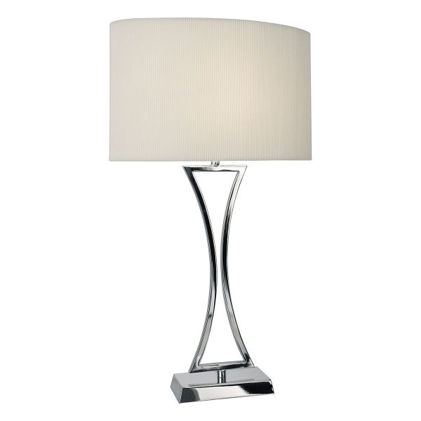 Oporto Wavy Table Lamp Polished Chrome complete with Cream Oval Shade - Image 3