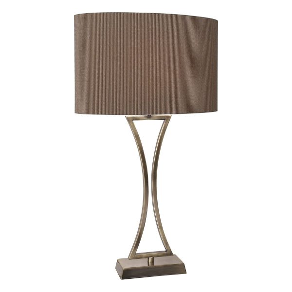 Oporto Wavy Table Lamp Antique Brass complete with Brown Oval Shade - Image 3