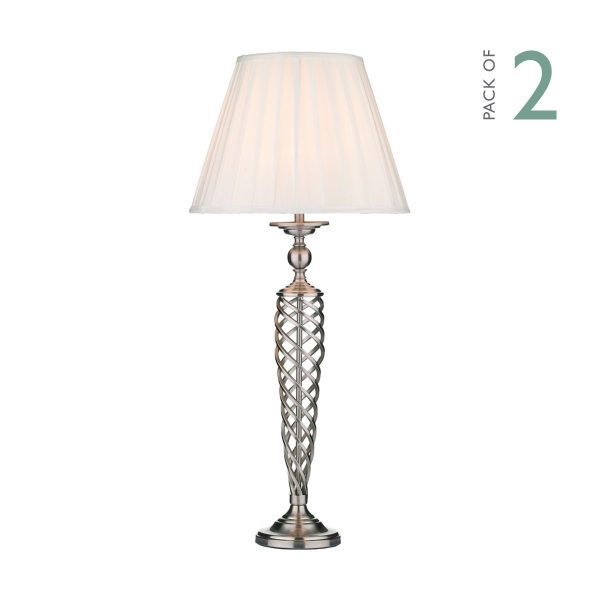 Siam Table Lamp complete with Shade Satin Chrome - Image 4