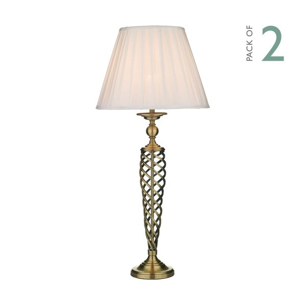 Siam Table Lamp complete with Shade Antique Brass - Image 4