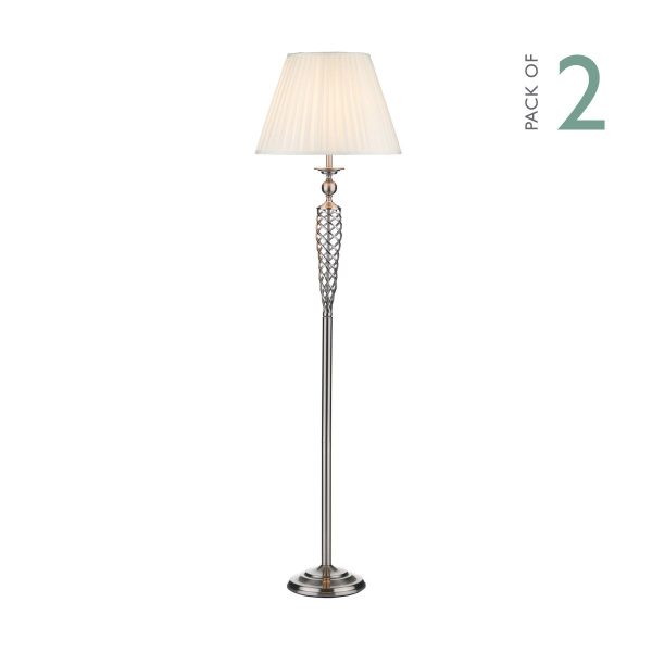 Siam Floor Lamp complete with Shade Satin Chrome - Image 4