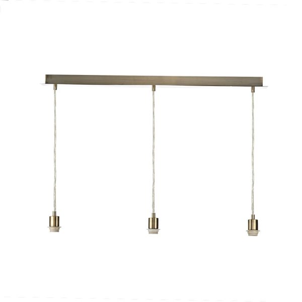 3 Light Antique Brass E27 Suspension With Clear Cable - Image 2