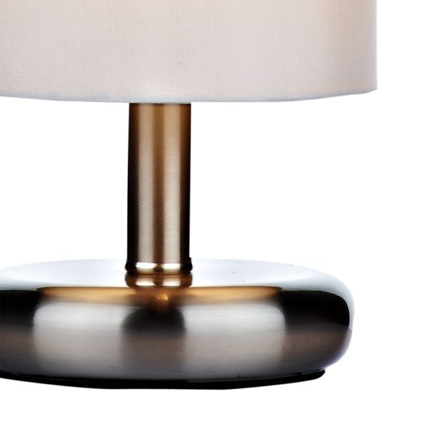 Tico Touch Table Lamp Satin Chrome complete with Ivory Shade - Image 2