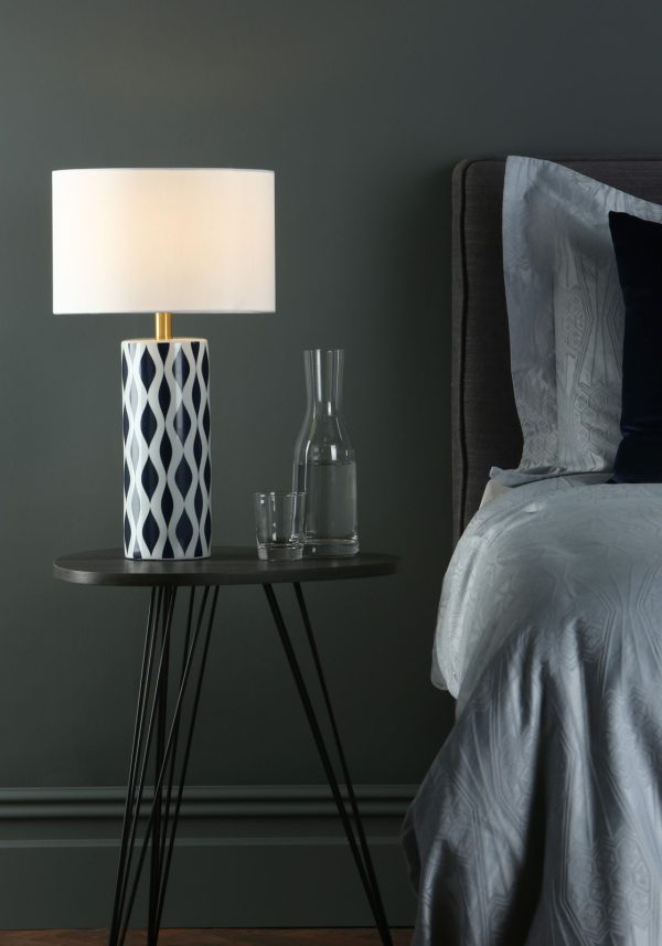 Weylin Table Lamp Blue And White Ceramic With Shade - Image 3