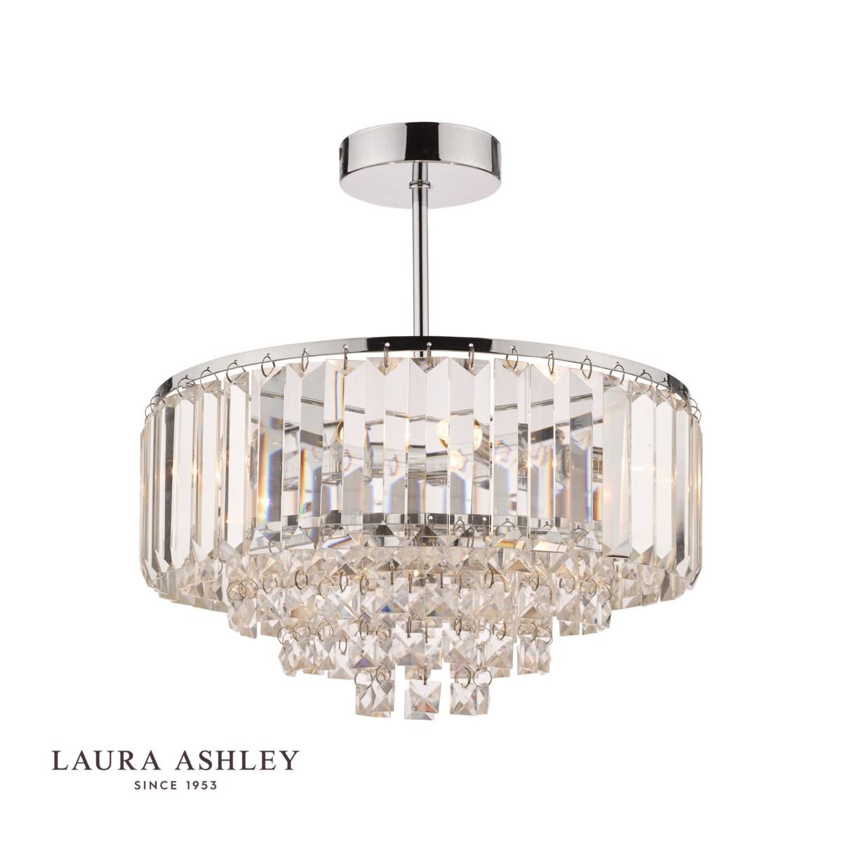 laura ashley vienna crystal 3 light semi flush ceiling light