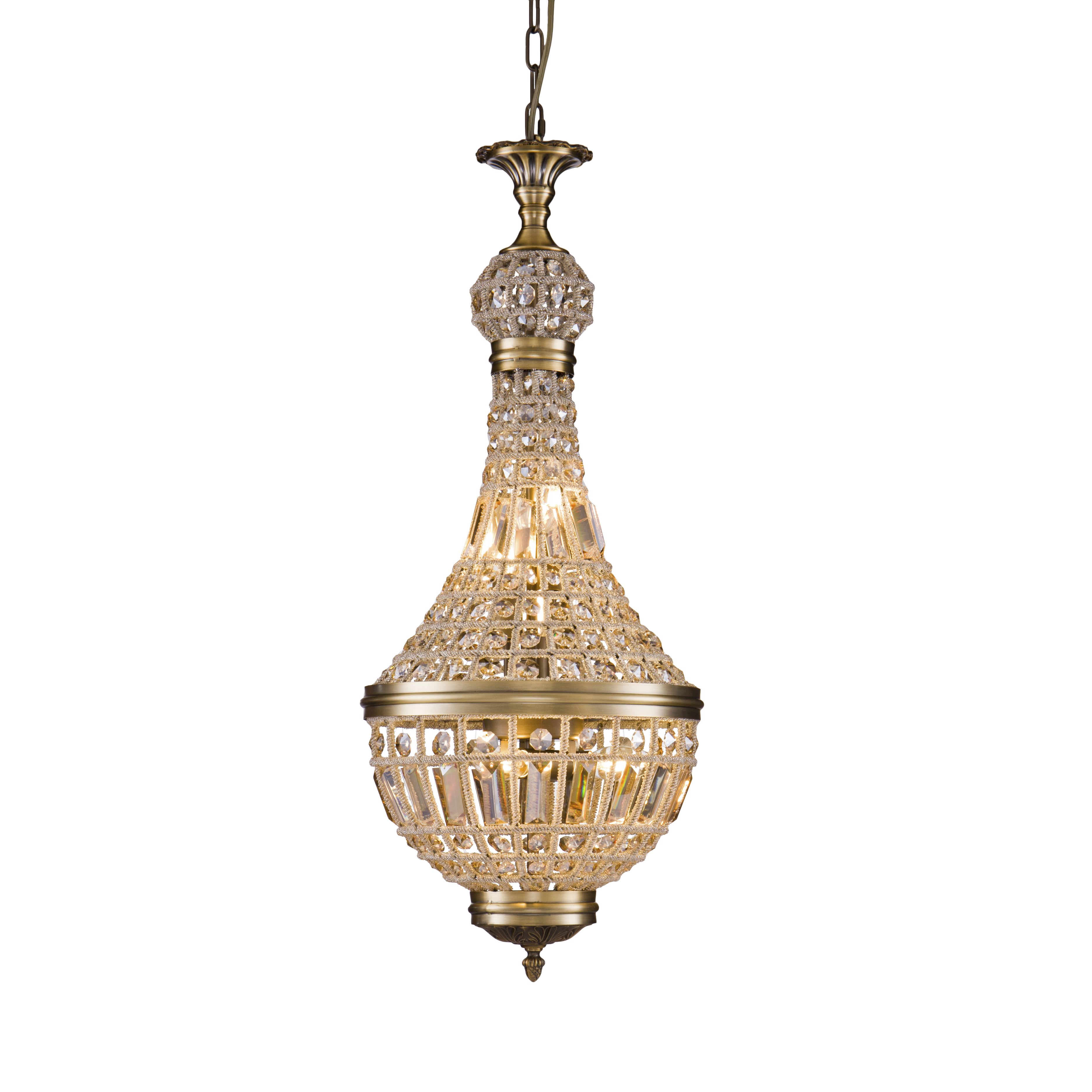 Cristin 4lt Pendant Satin Brass C/W Navy Ribbon Shade