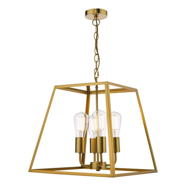 Academy 4 Light Lantern Natural Brass