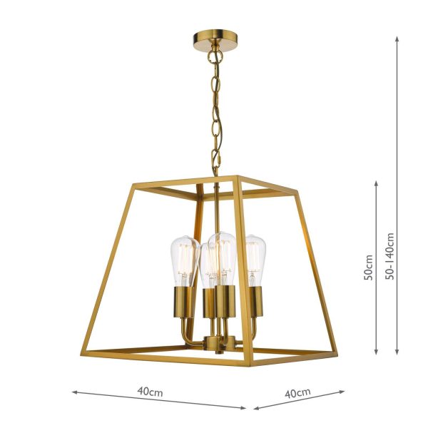 Academy 4 Light Lantern Natural Brass - Image 9