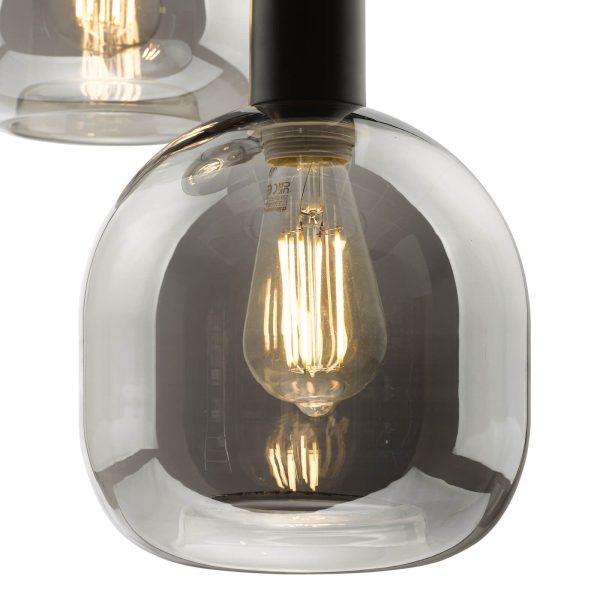 Aiden 3 Light Cluster Pendant Satin Black & Smoked - Image 3