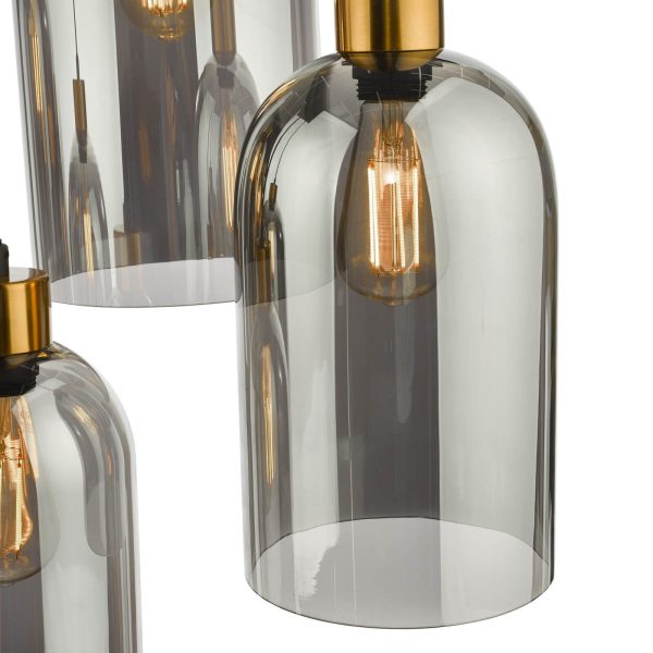 Alma 6 Light Bar Pendant Matt Black Smoked Glass - Image 3