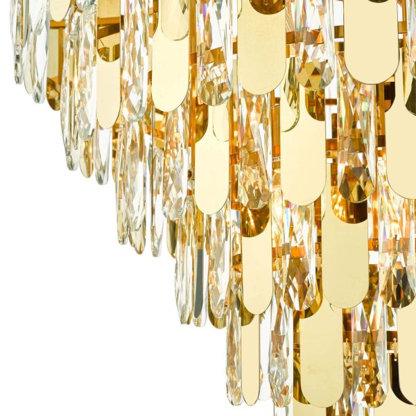 Amira 12 Light Chandelier Polished Gold Crystal - Image 3