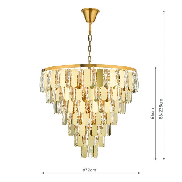 Amira 12 Light Chandelier Polished Gold Crystal - Image 7