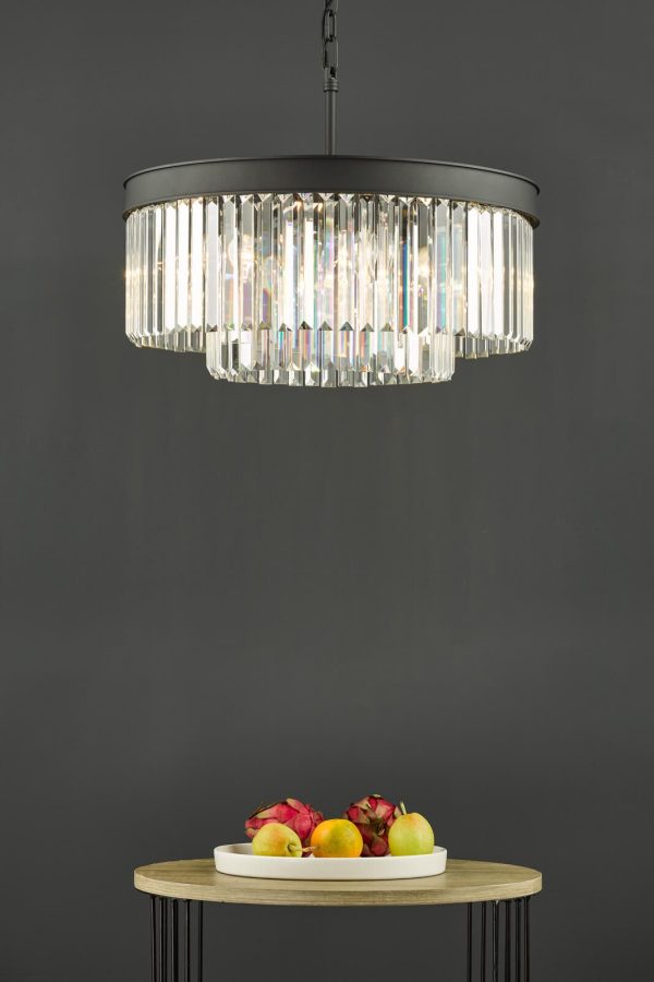 Celeus 6 Light Chandelier Anthracite & Crystal - Image 5