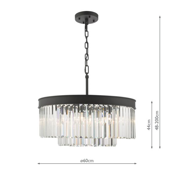 Celeus 6 Light Chandelier Anthracite & Crystal - Image 6