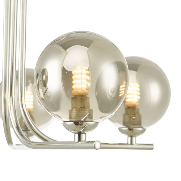 Cradle 5 Light Semi Flush Polished Chrome Smoked Glass - Image 3