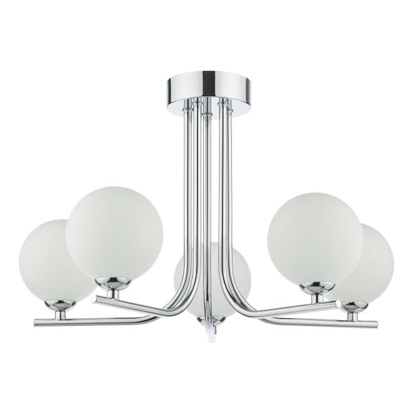 Cradle 5 Light Semi Flush Polished Chrome Opal Glass - Image 2