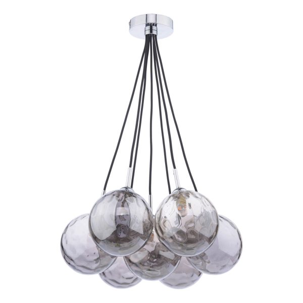 Elpis 7 Light Cluster Pendant Polished Chrome Smoked Glass - Image 2