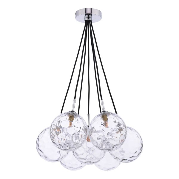 Elpis 7 Light Cluster Pendant Polished Chrome Moulded Glass - Image 2