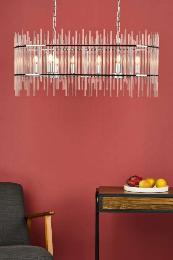 Finola 8 Light Bar Pendant Polished Chrome Glass - Image 11