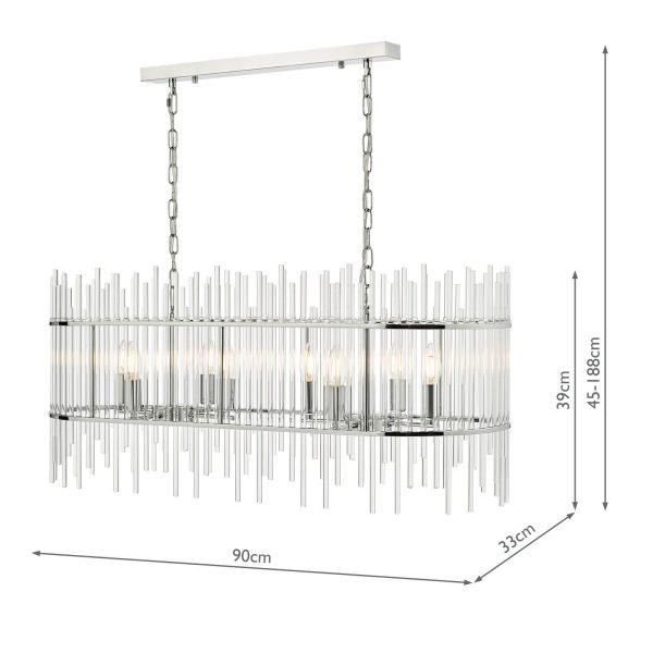 Finola 8 Light Bar Pendant Polished Chrome Glass - Image 12