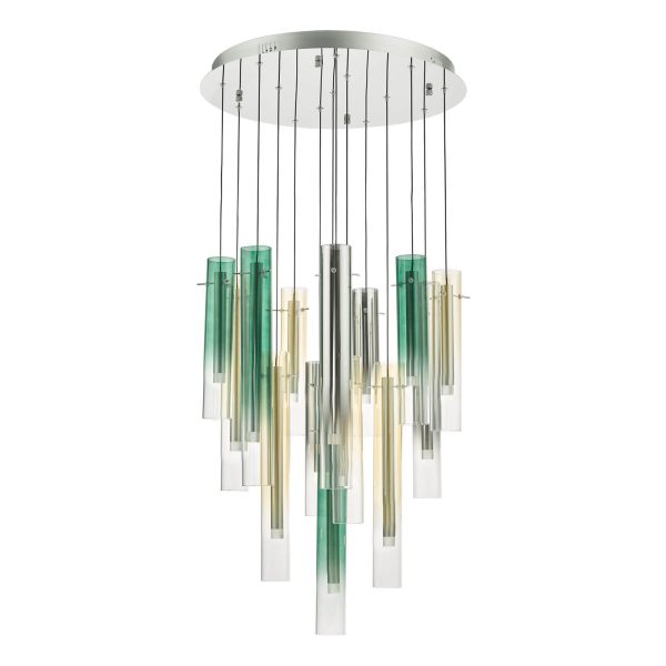 Isadora 14 Light Cluster Pendant Polished Chrome Multi-Coloured Glass LED - Image 2