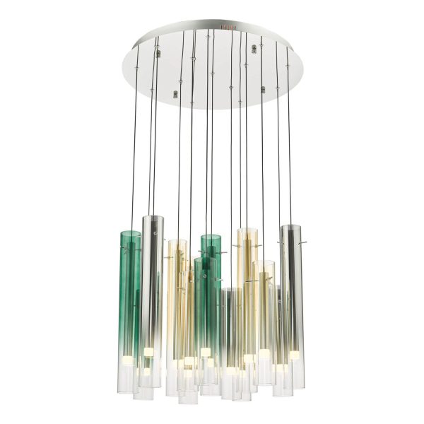 Isadora 14 Light Cluster Pendant Polished Chrome Multi-Coloured Glass LED - Image 3