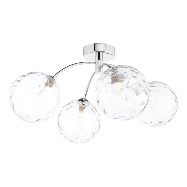 Izzy 4 Light Semi Flush Polished Chrome Clear Dimpled Glass