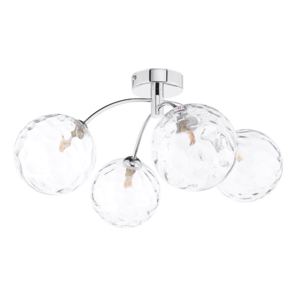 Izzy 4 Light Semi Flush Polished Chrome Clear Dimpled Glass - Image 2