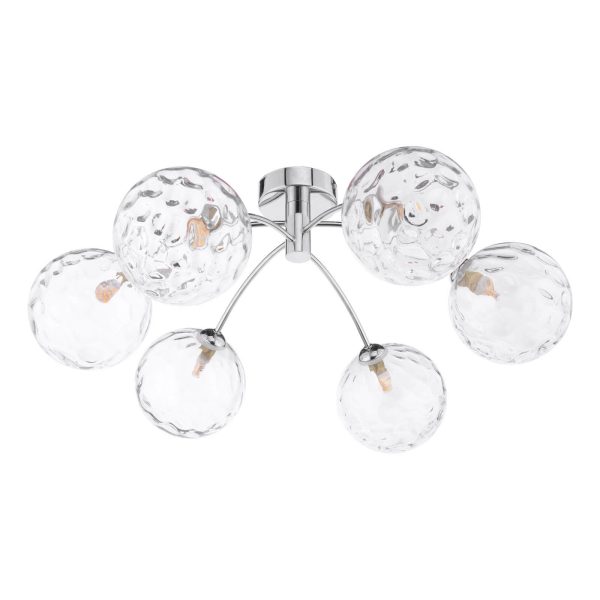 Izzy 6 Light Semi Flush Polished Chrome Clear Dimpled Glass - Image 2