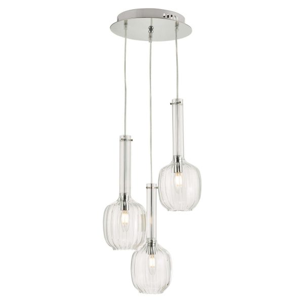 Kasha 3 Light Cluster Pendant Polished Chrome Glass