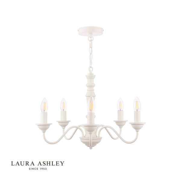 Laura Ashley Tate 5lt Pendant Distressed Off White Fitting Only - Image 2