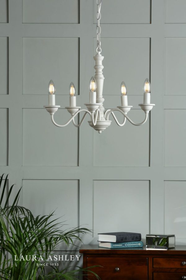 Laura Ashley Tate 5lt Pendant Distressed Off White Fitting Only - Image 3