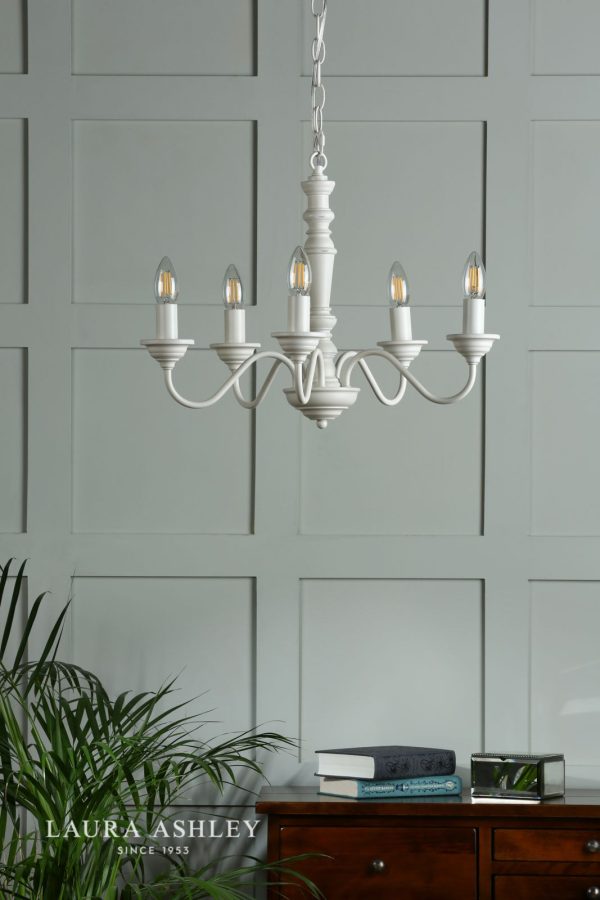 Laura Ashley Tate 5lt Pendant Distressed Off White Fitting Only - Image 4