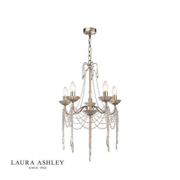 Laura Ashley Aisling 5lt Chandelier Satin Gold Crystal