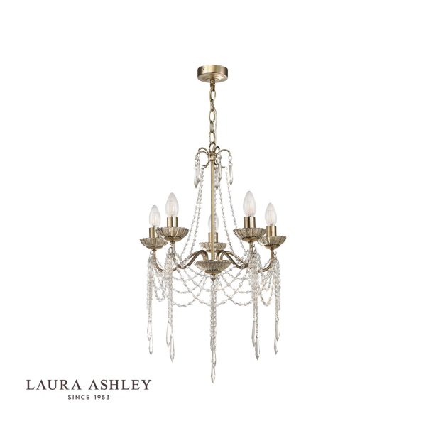 Laura Ashley Aisling 5lt Chandelier Satin Gold Crystal - Image 2