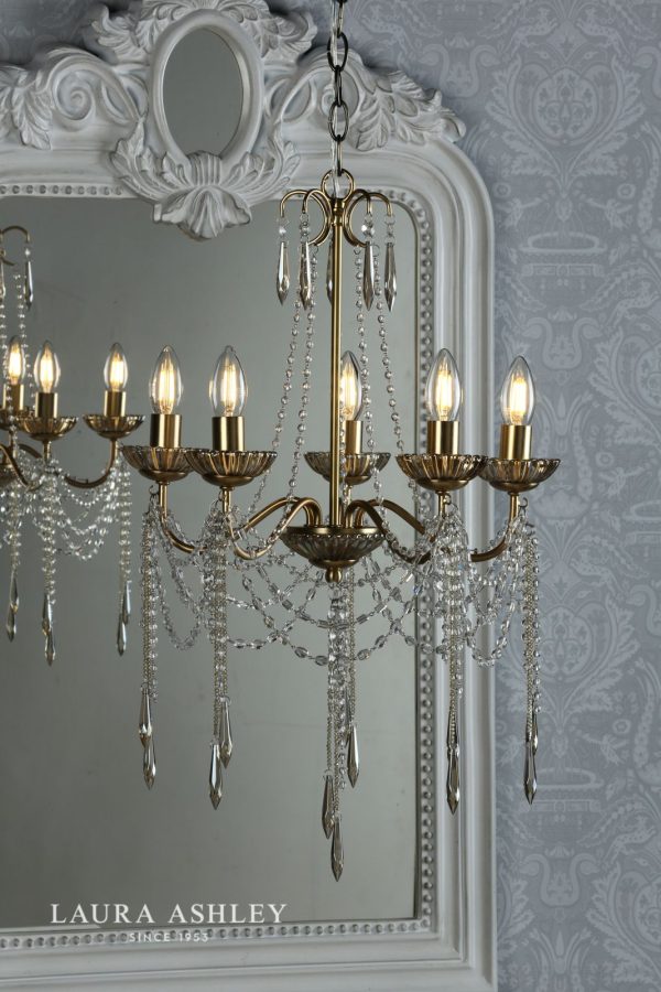 Laura Ashley Aisling 5lt Chandelier Satin Gold Crystal - Image 3