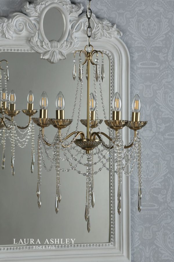 Laura Ashley Aisling 5lt Chandelier Satin Gold Crystal - Image 4