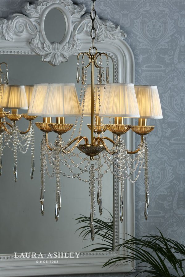 Laura Ashley Aisling 5lt Chandelier Satin Gold Crystal - Image 5