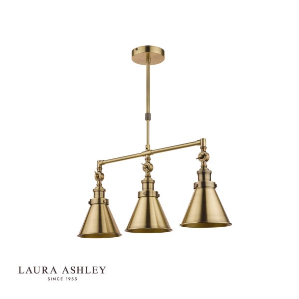 Laura Ashley Rufus 3lt Bar Pendant Antique Brass - Image 2