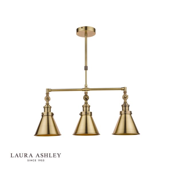 Laura Ashley Rufus 3lt Bar Pendant Antique Brass - Image 3