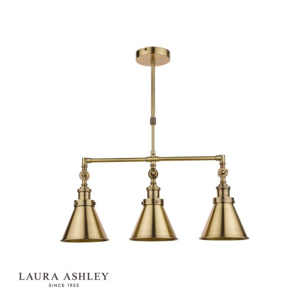 Laura Ashley Rufus 3lt Bar Pendant Antique Brass - Image 4