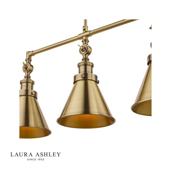 Laura Ashley Rufus 3lt Bar Pendant Antique Brass - Image 5