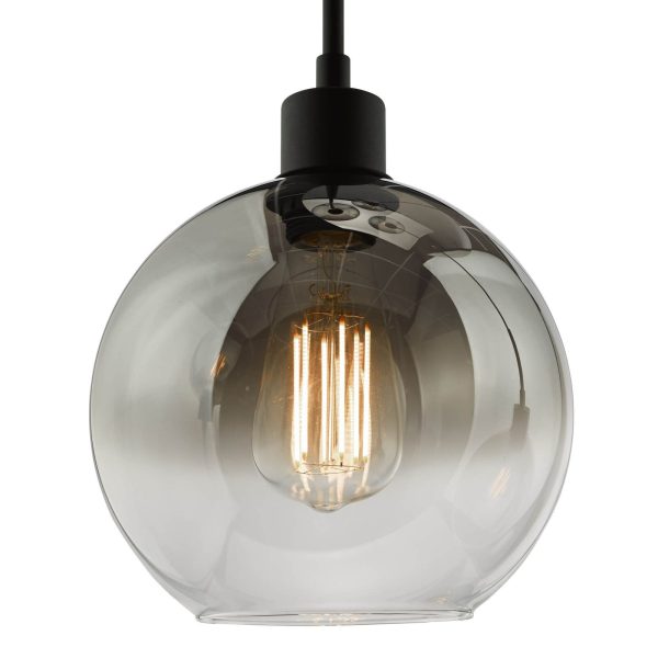 Lycia 3 Light Cluster Pendant Matt Black Smoked Ombre Glass - Image 3