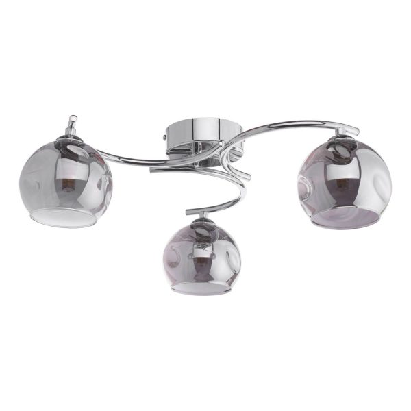 Nakita 3 Light Semi Flush Polished Chrome Smoked Dimpled Glass - Image 2