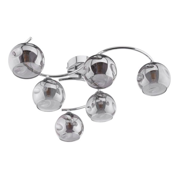 Nakita 6 Light Semi Flush Polished Chrome Smoked Dimpled Glass - Image 2