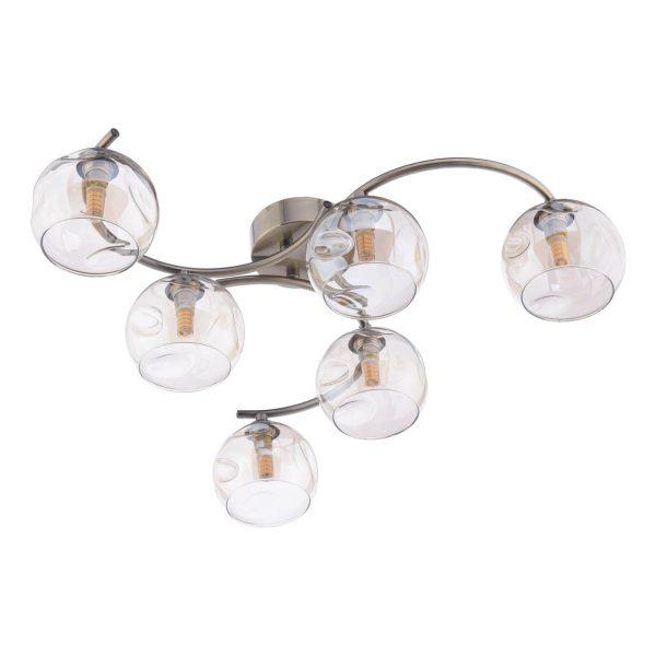 Nakita 6 Light Semi Flush Antique Brass Champagne Dimpled Glass - Image 2