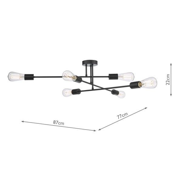 Neve 6 Light Flush Matt Black - Image 8