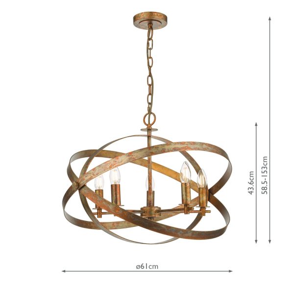 Nitya 5 Light Pendant Mottled Copper - Image 6