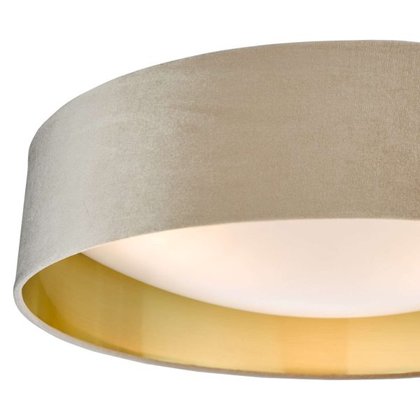 Nysa 3 Light Flush Velvet Taupe Shade 60cm - Image 3